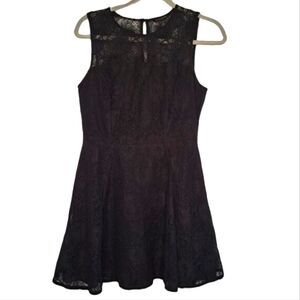 Banana Republic Black Lace Fit & Flare Sleeveless Keyhole Dress Size 6P